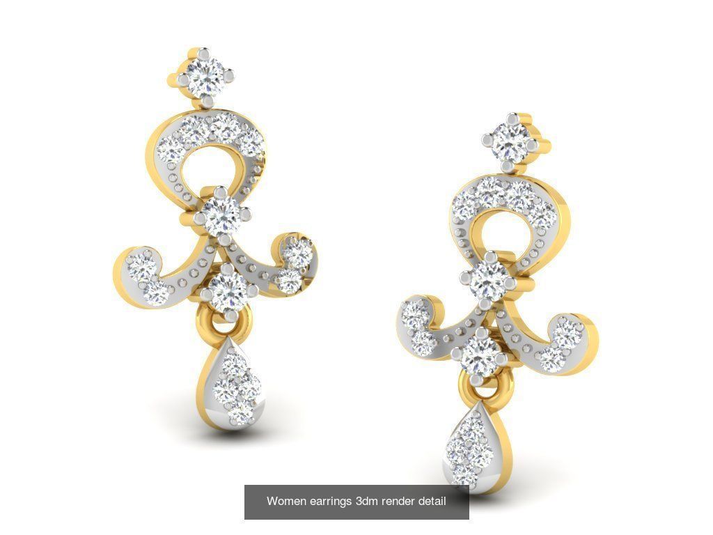 100 Women earrings 3dm render detail 3D Model Collection_22