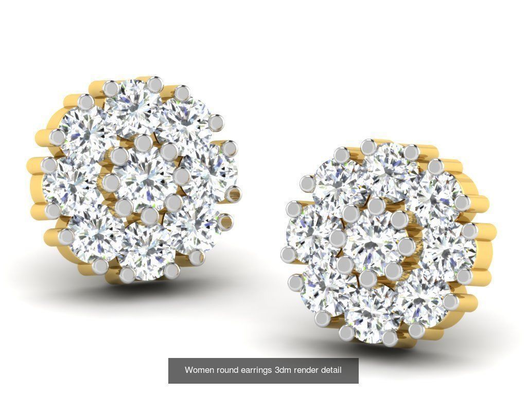 100 Women earrings 3dm render detail 3D Model Collection_14