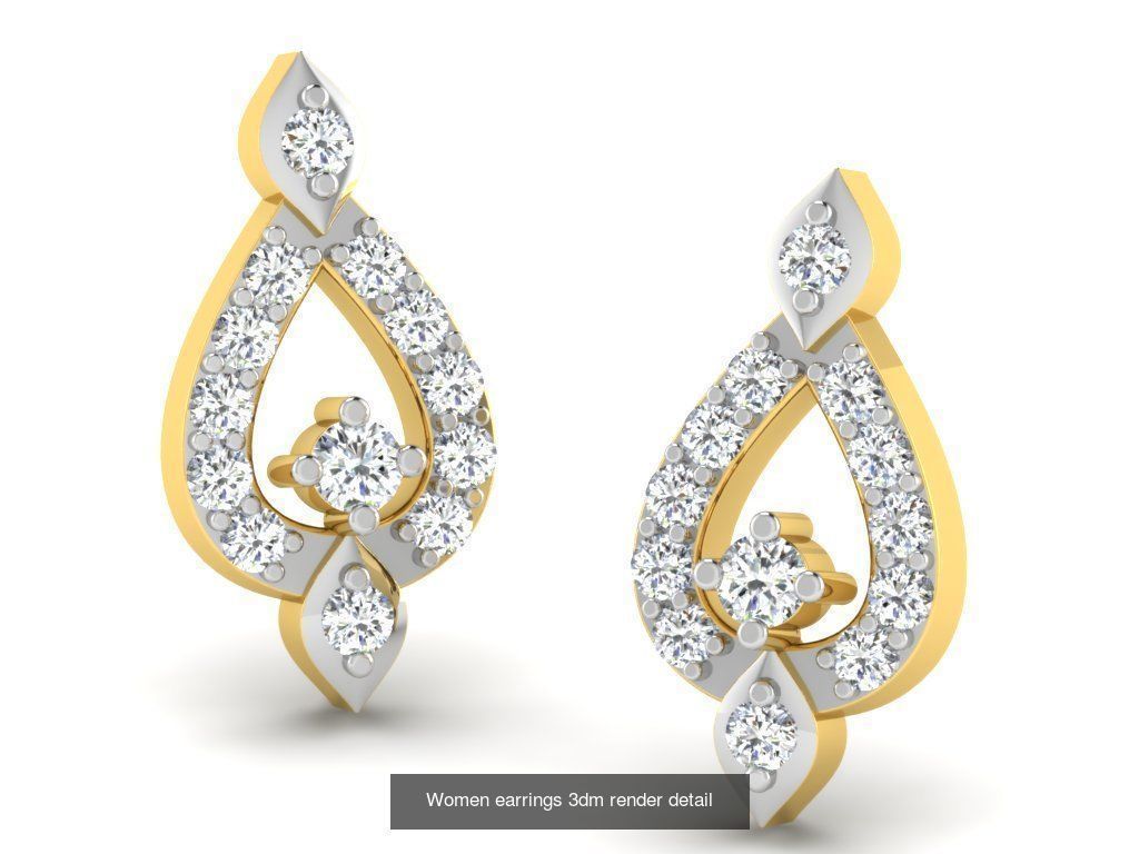 100 Women earrings 3dm render detail 3D Model Collection_62