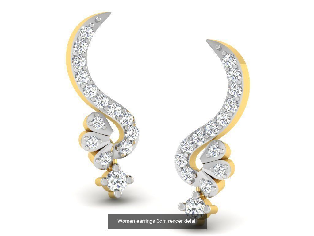100 Women earrings 3dm render detail 3D Model Collection_36