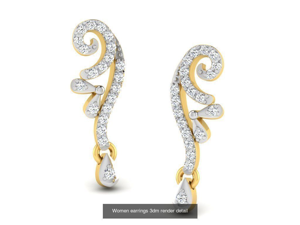 100 Women earrings 3dm render detail 3D Model Collection_25