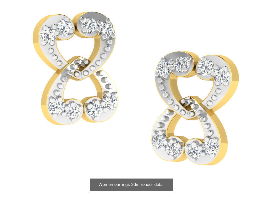 100 Women earrings 3dm render detail 3D Model Collection_65