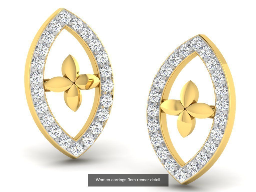 100 Women earrings 3dm render detail 3D Model Collection_75