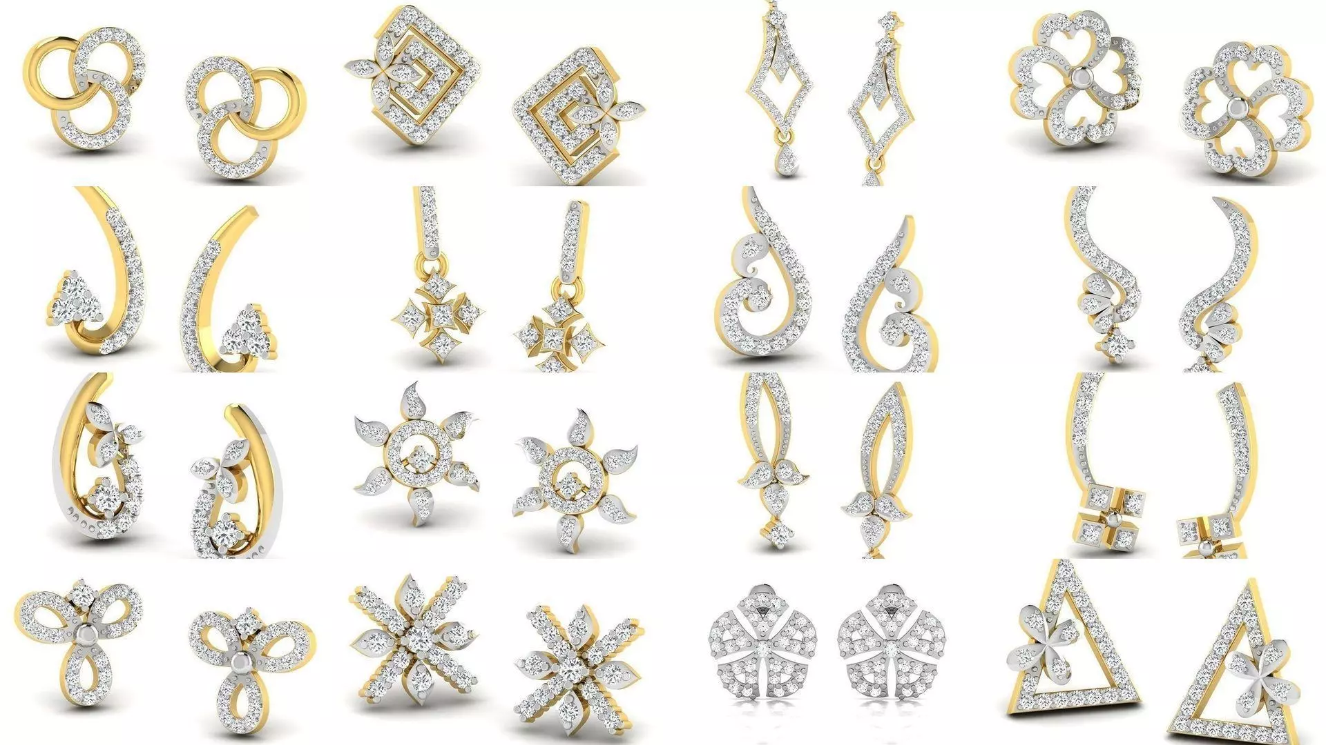 100 Women earrings 3dm render detail 3D Model Collection_0