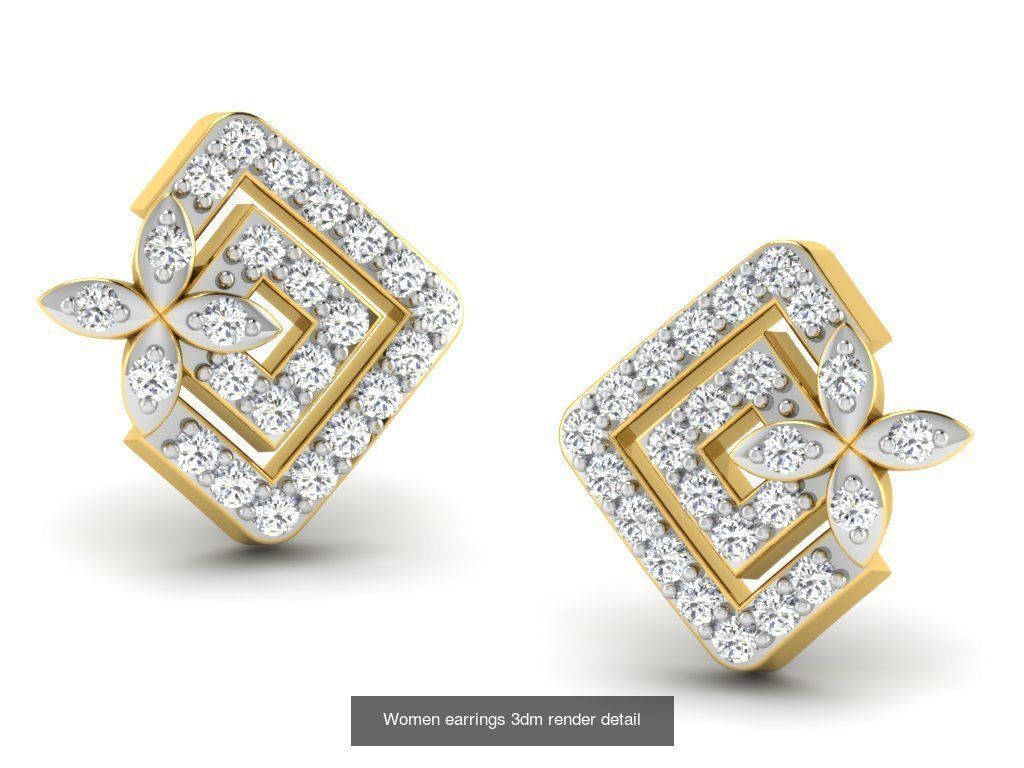 100 Women earrings 3dm render detail 3D Model Collection_30