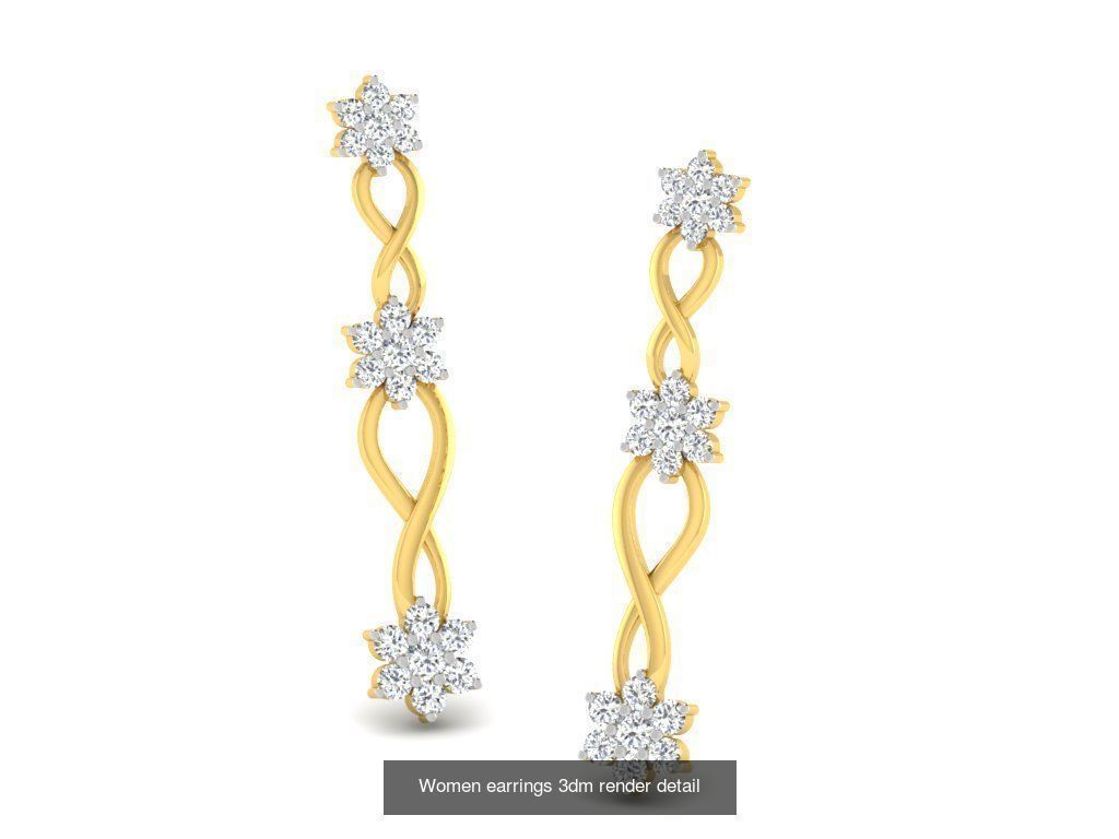 100 Women earrings 3dm render detail 3D Model Collection_106