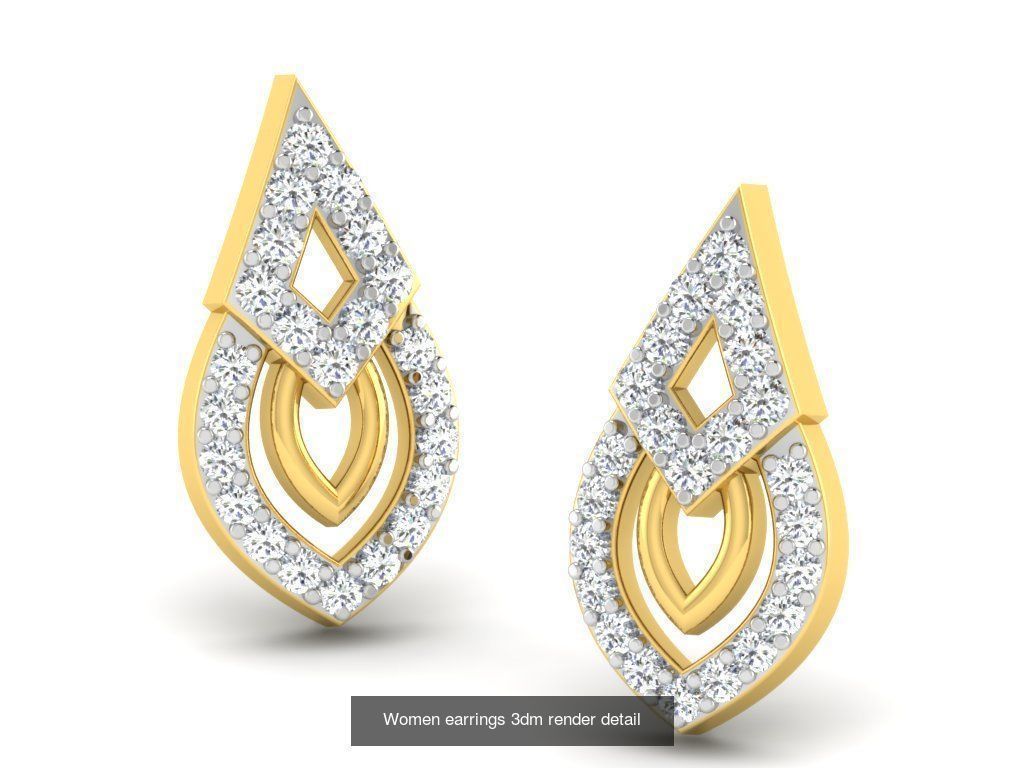 100 Women earrings 3dm render detail 3D Model Collection_80