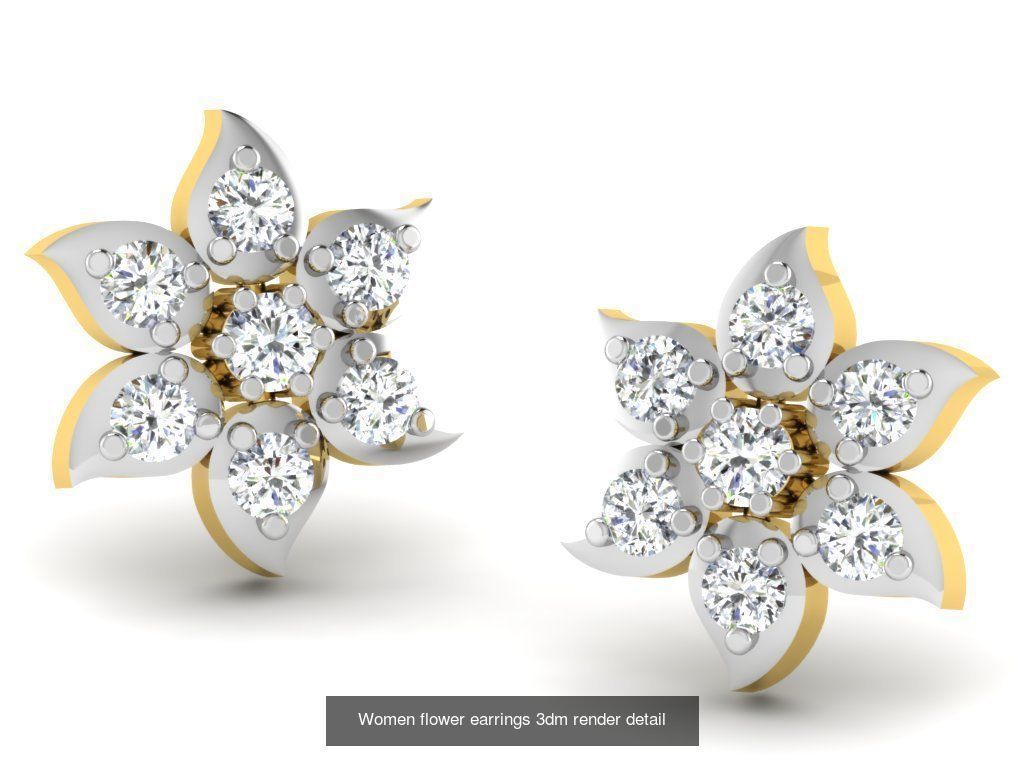 100 Women earrings 3dm render detail 3D Model Collection_16