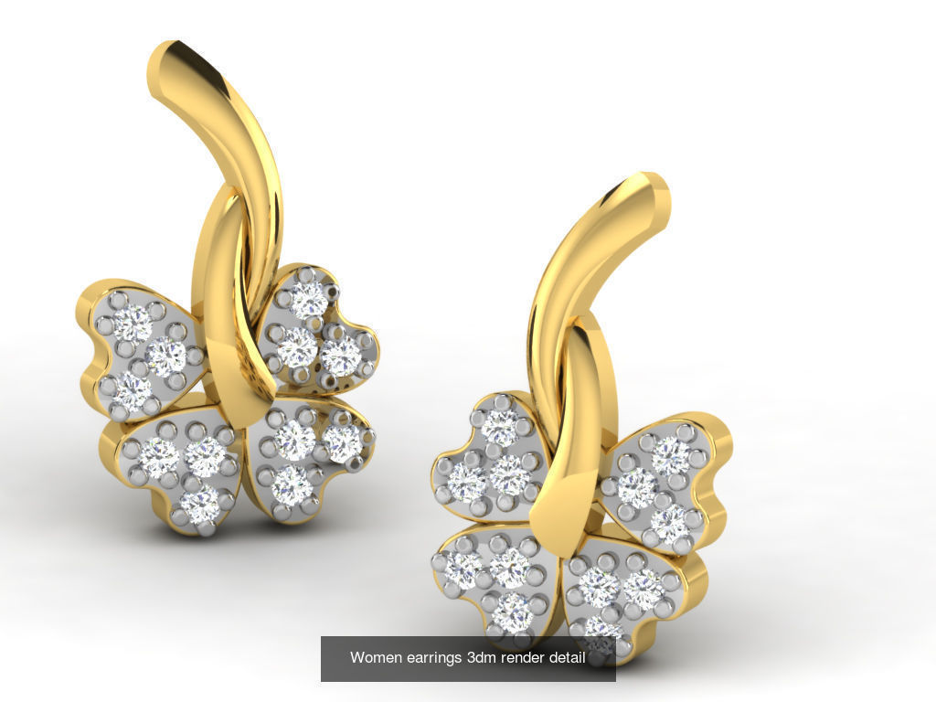 100 Women earrings 3dm render detail 3D Model Collection_73