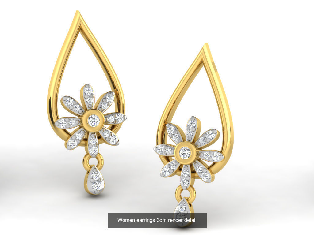 100 Women earrings 3dm render detail 3D Model Collection_19