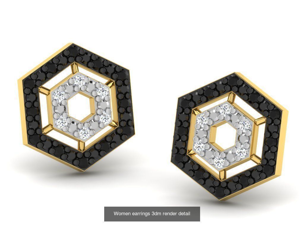 100 Women earrings 3dm render detail 3D Model Collection_102
