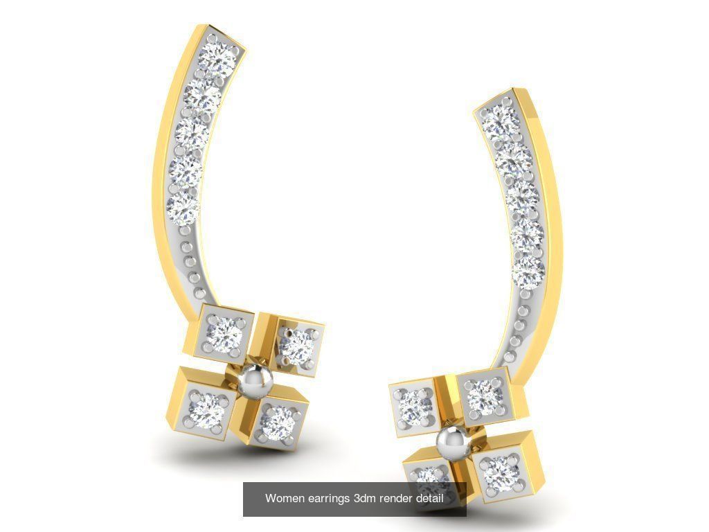 100 Women earrings 3dm render detail 3D Model Collection_40