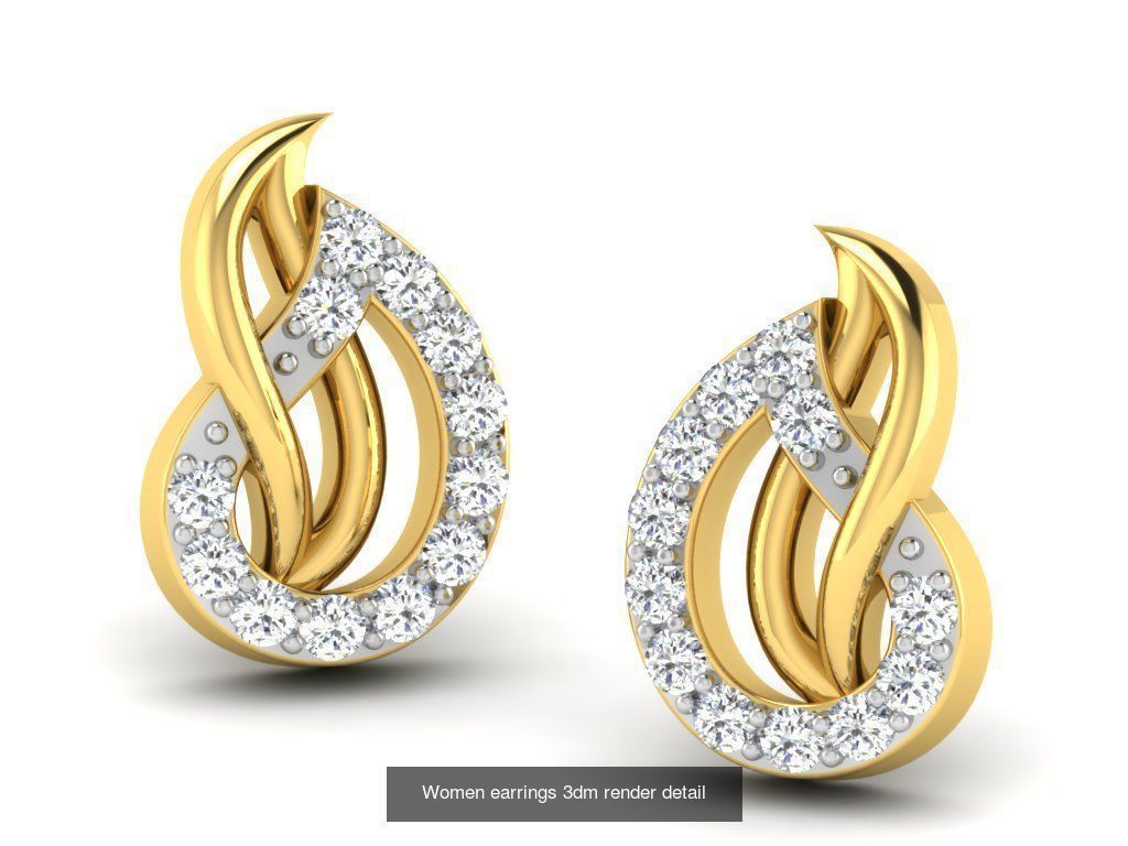 100 Women earrings 3dm render detail 3D Model Collection_55