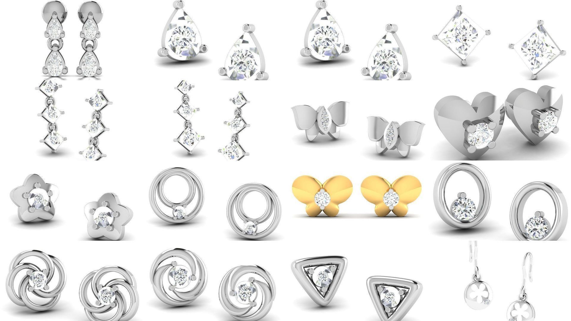 100 Women earrings 3dm render detail