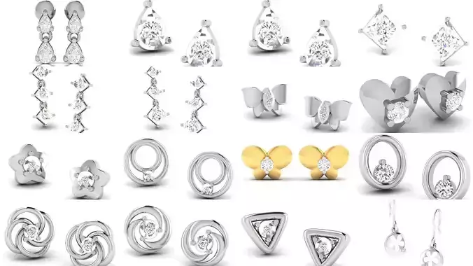 100 Women earrings 3dm render detail  3D Model Collection