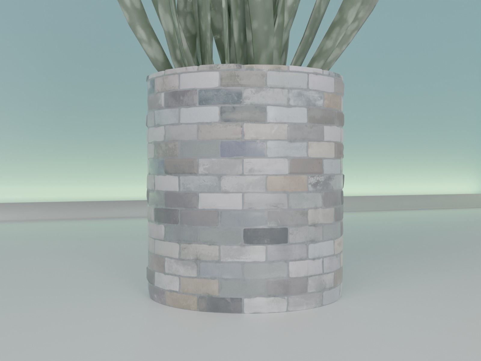 Bricks pot 41 plant 3D print model_3