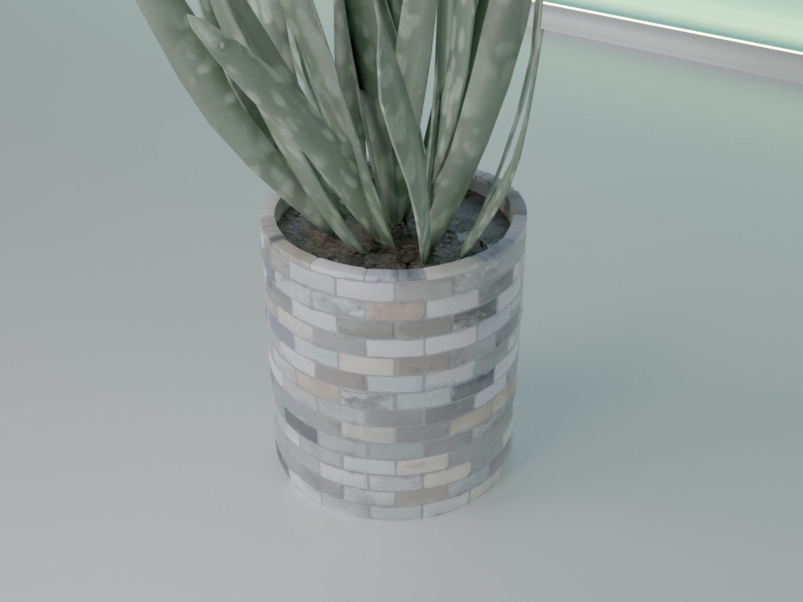Bricks pot 41 plant 3D print model_4