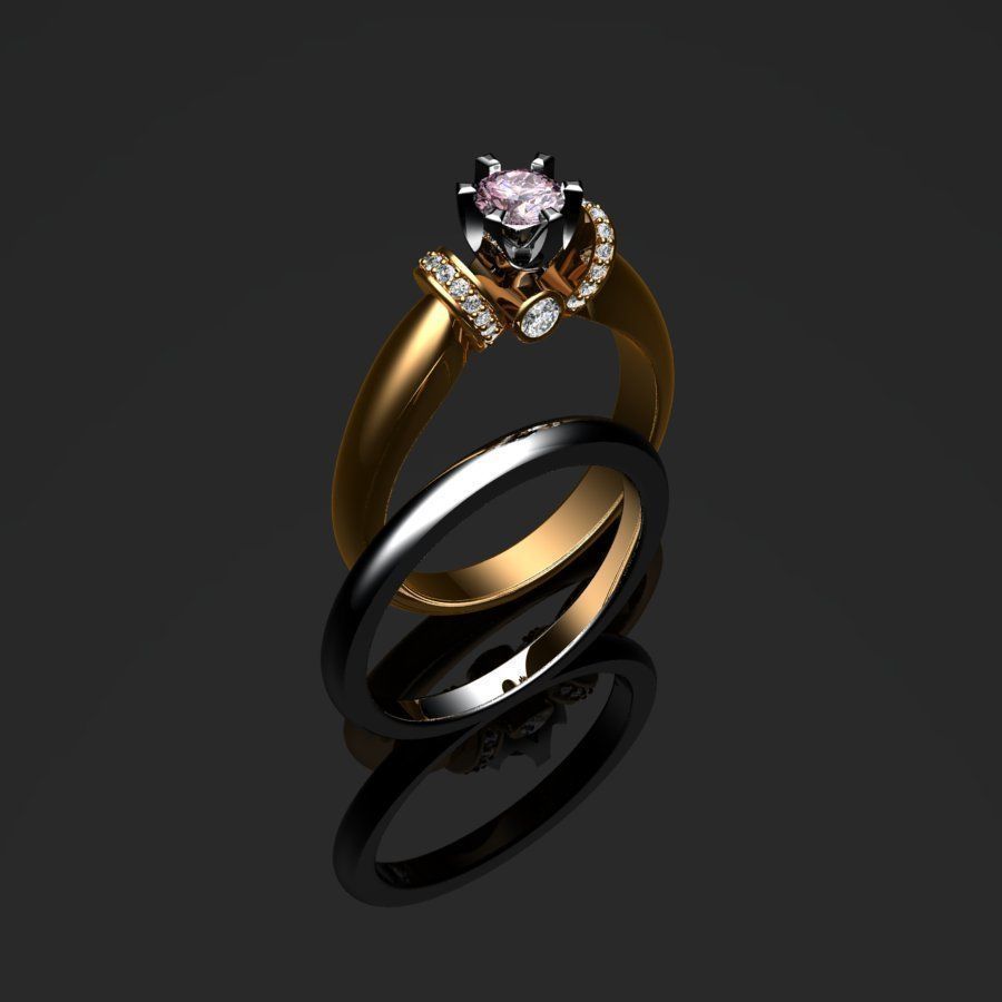 Rings two wedding 3D print model_6