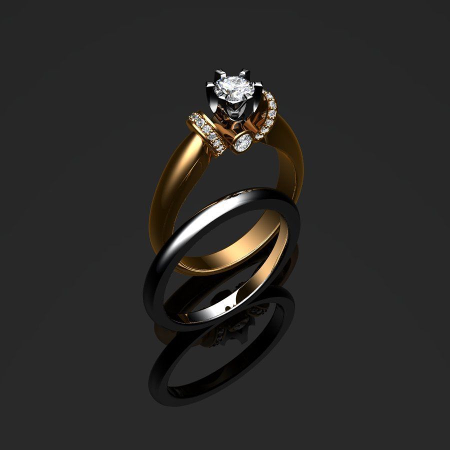 Rings two wedding 3D print model_2