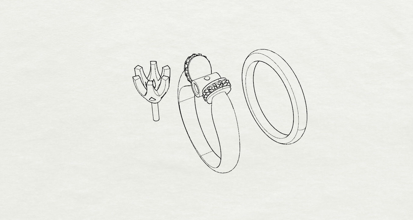 Rings two wedding 3D print model_17