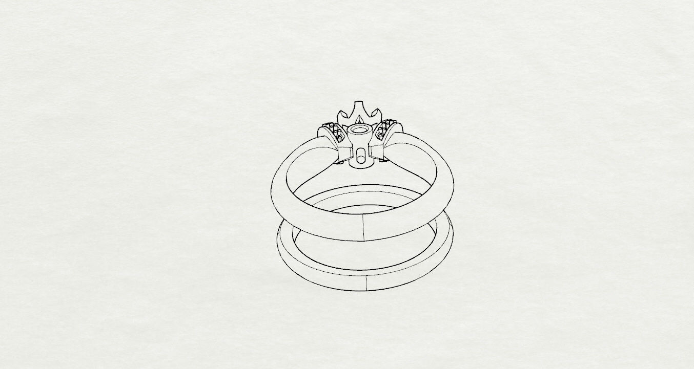 Rings two wedding 3D print model_15