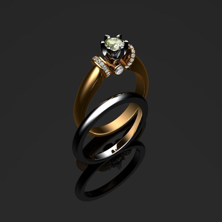 Rings two wedding 3D print model_5