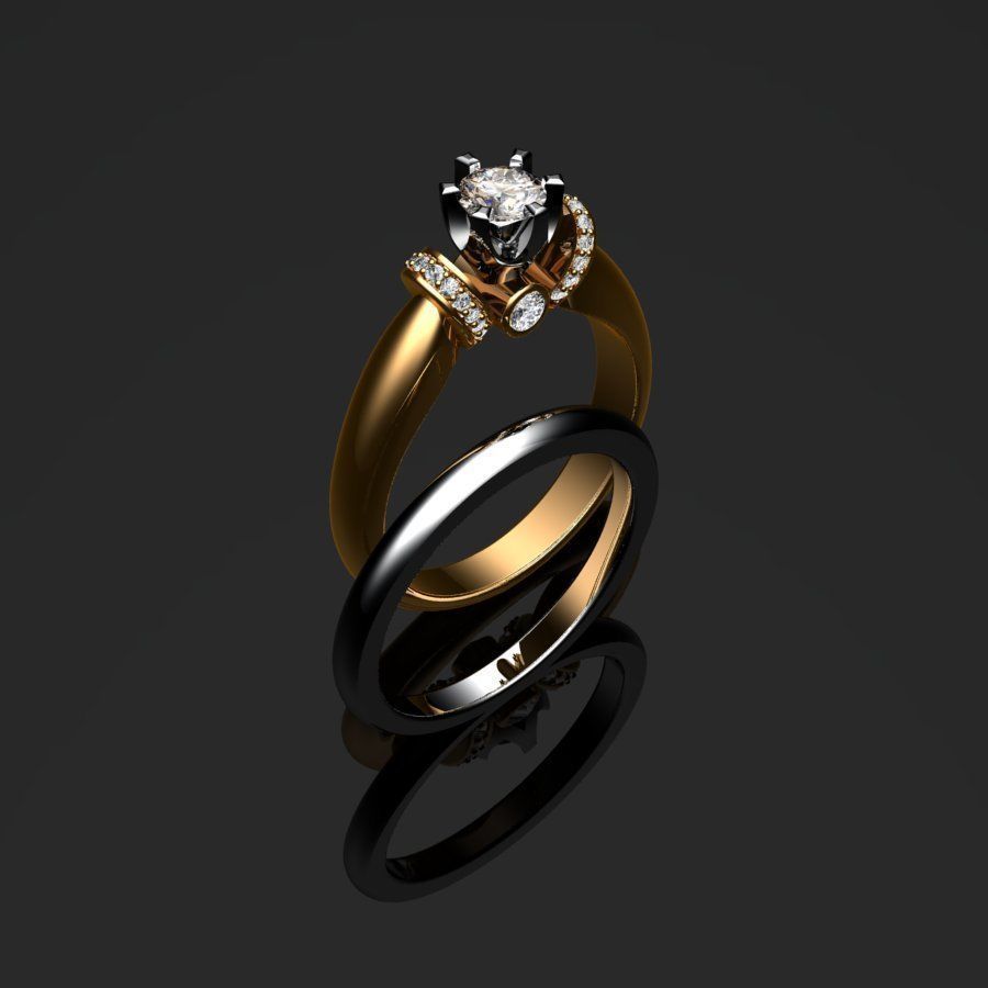 Rings two wedding 3D print model_4