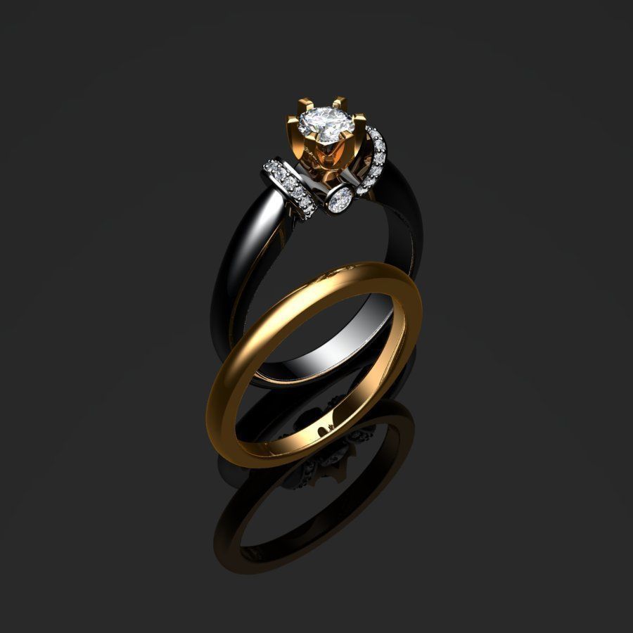 Rings two wedding 3D print model_3