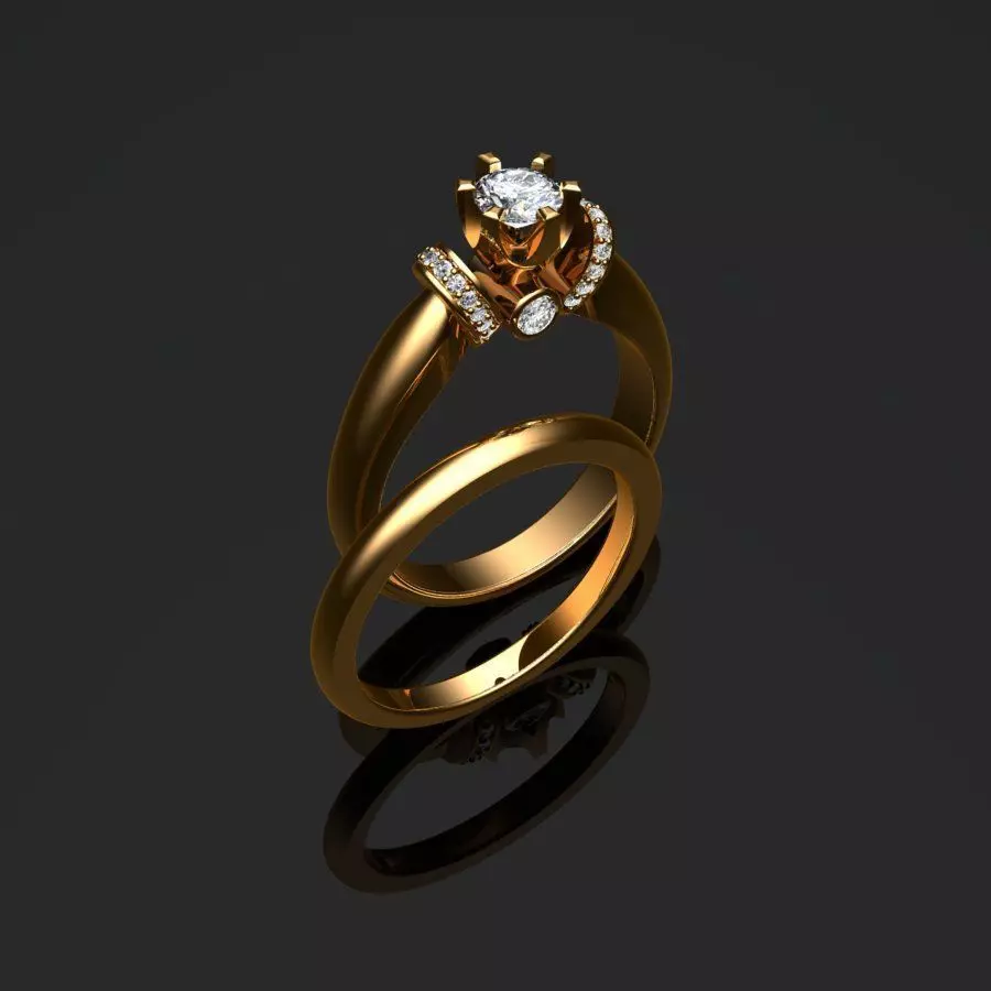 Rings two wedding 3D print model_0