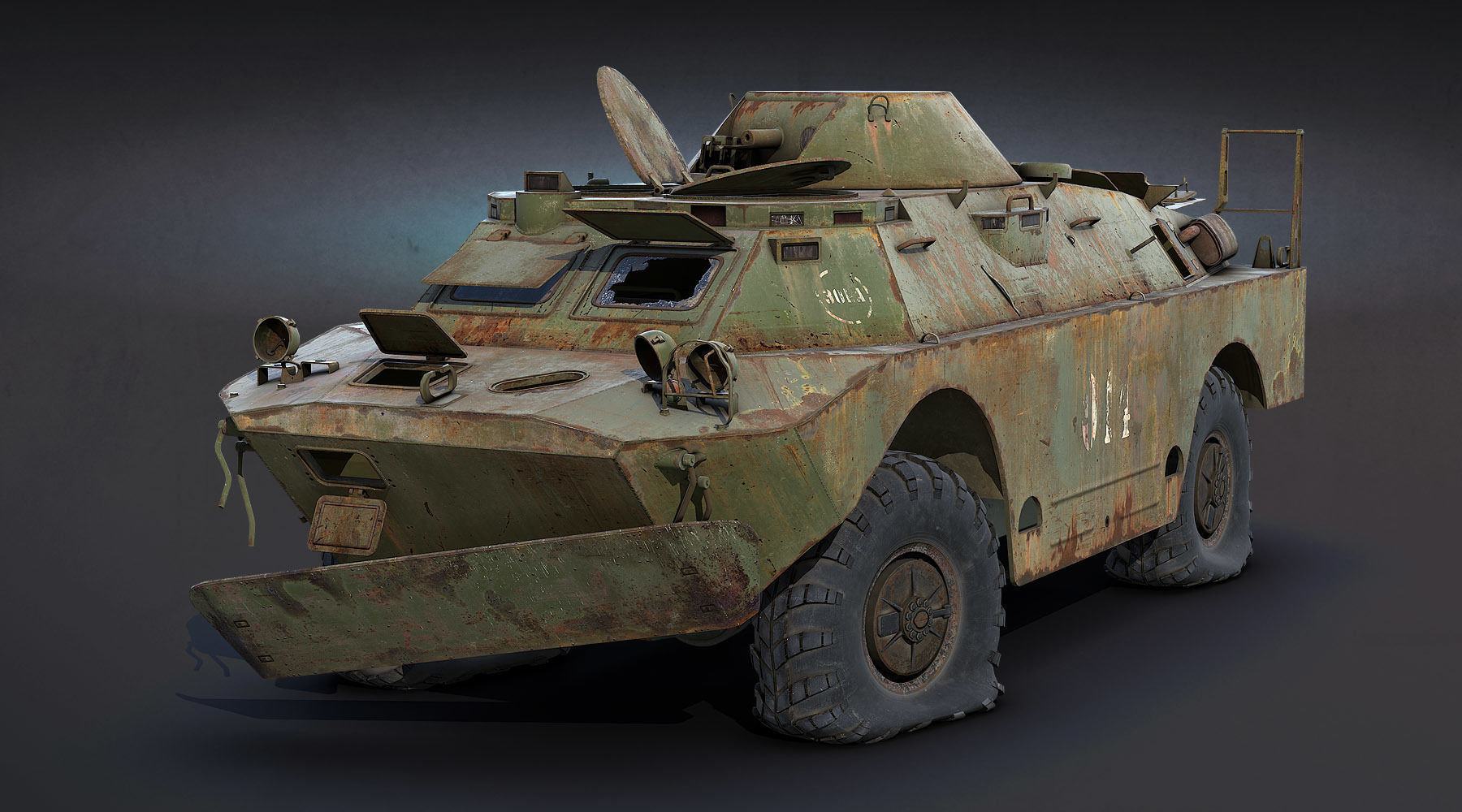 BRDM-2 Rusty Low-poly 3D model_1