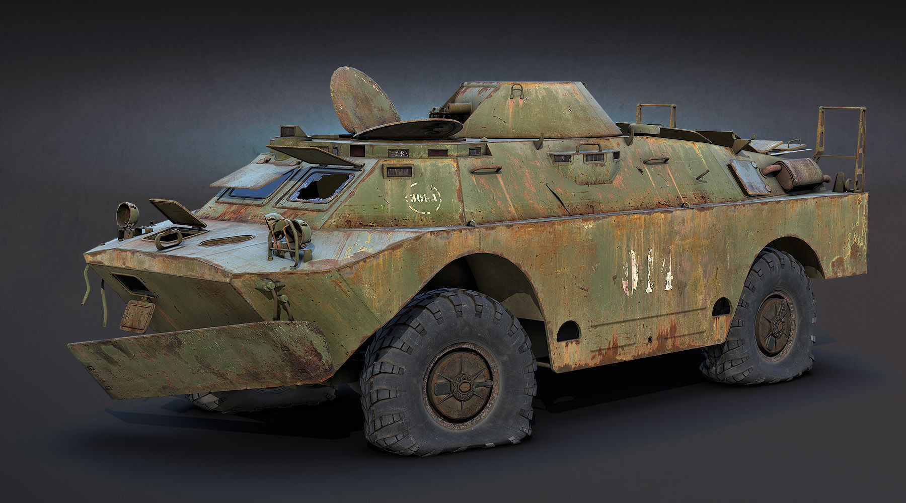 BRDM-2 Rusty Low-poly 3D model_2