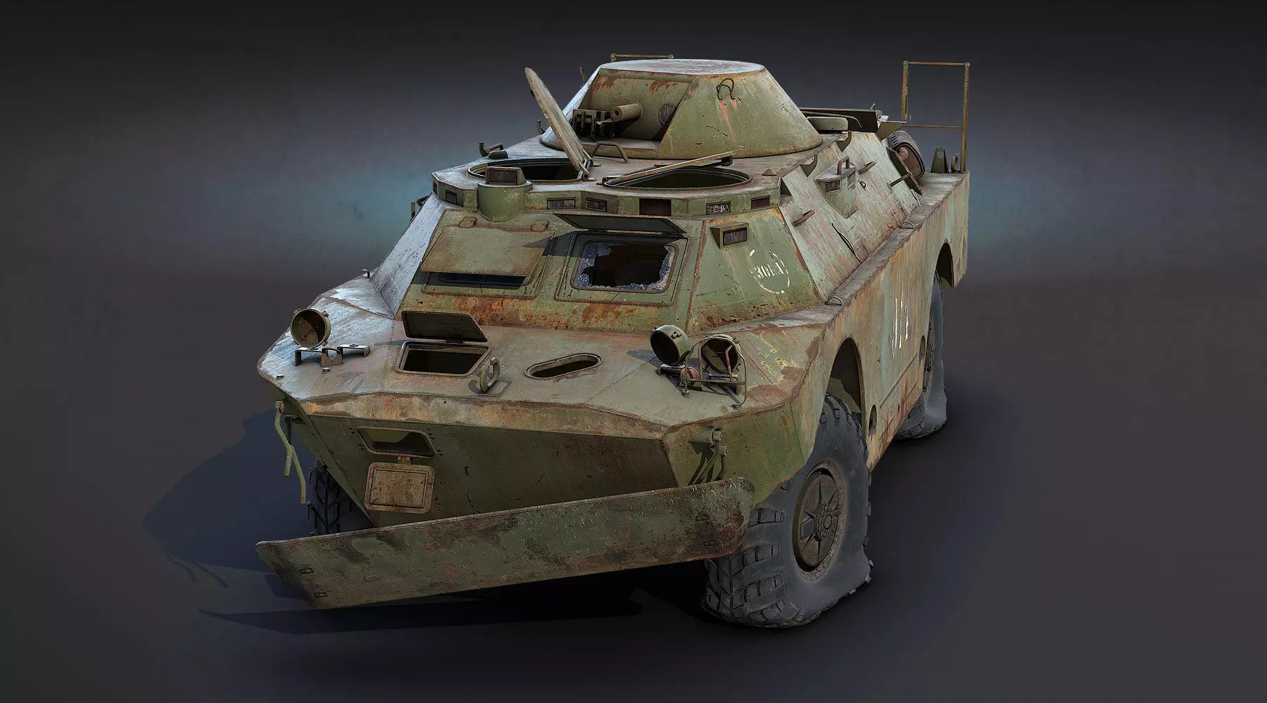 BRDM-2 Rusty Low-poly 3D model_0