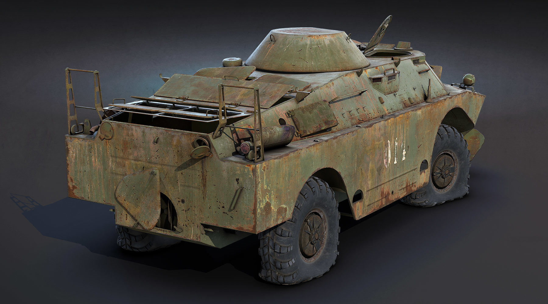BRDM-2 Rusty Low-poly 3D model_4