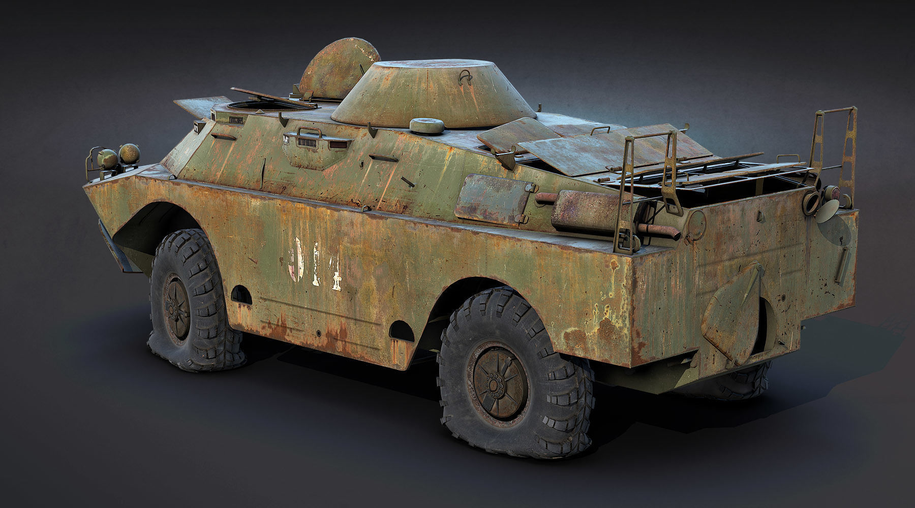 BRDM-2 Rusty Low-poly 3D model_3
