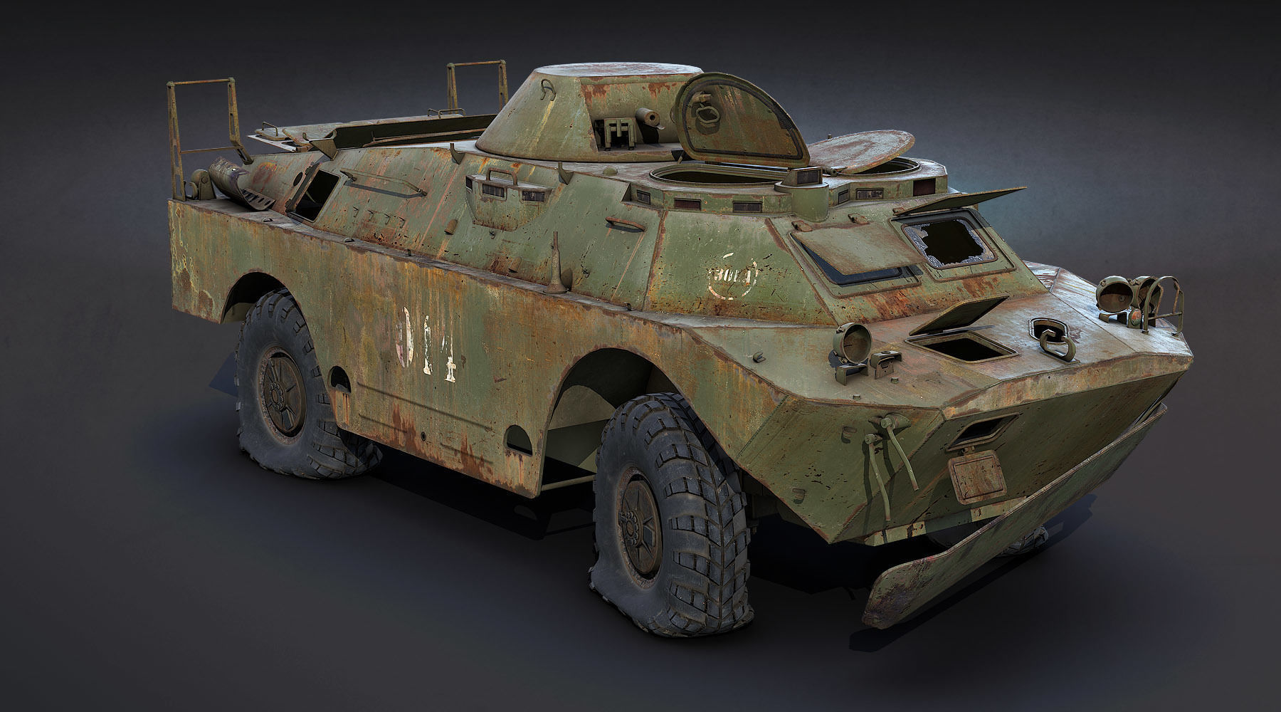 BRDM-2 Rusty Low-poly 3D model_6