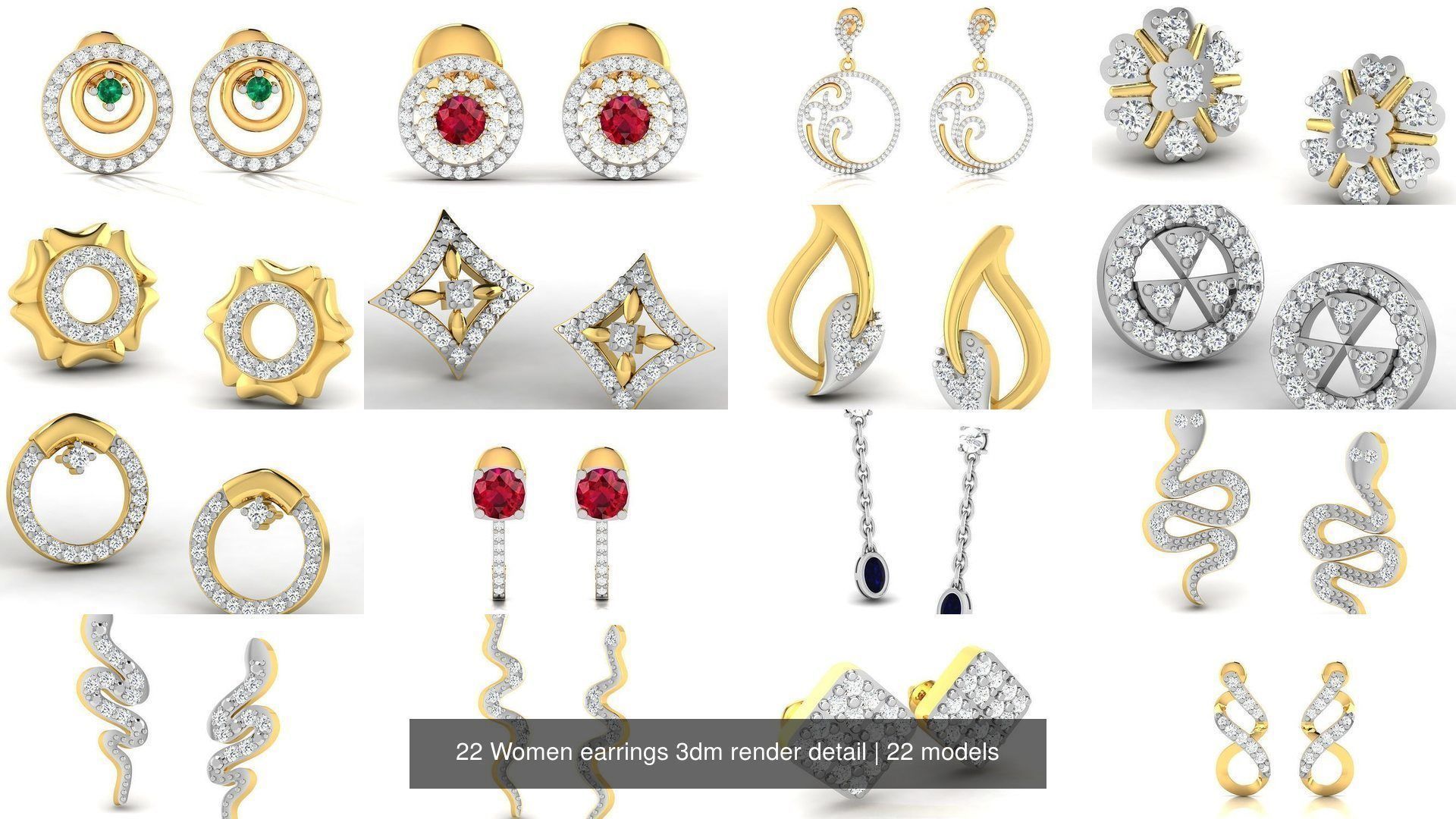 22 Women earrings 3dm render detail