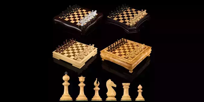 Exclusive chess set 1 3D model