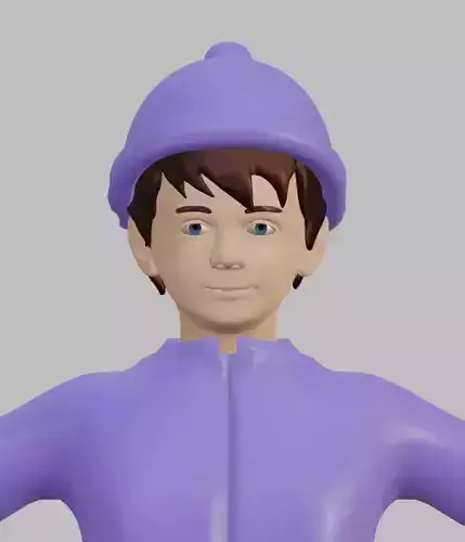 Character With Winter Cloths Low-poly 3D model version3