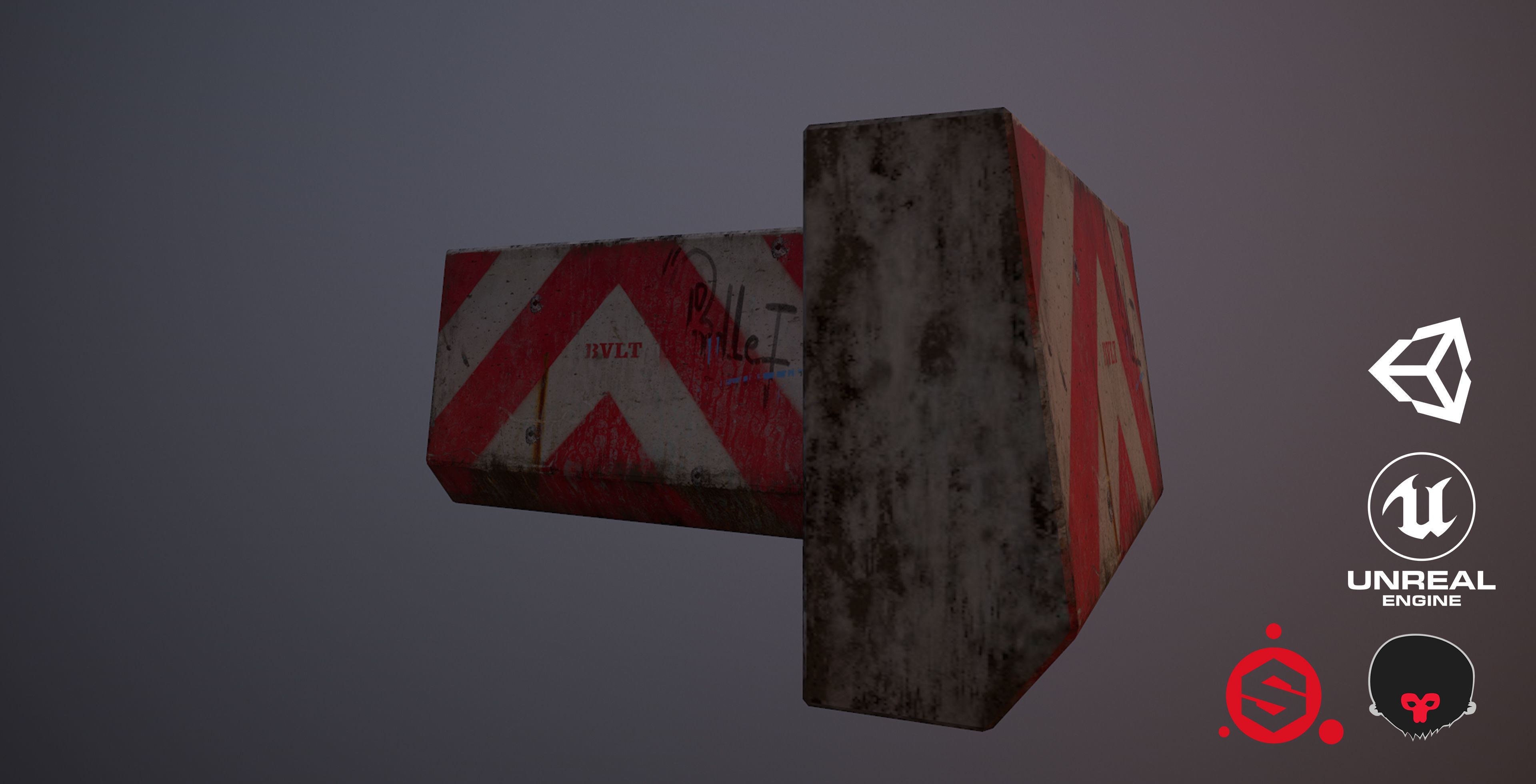 Street Barricade Low-poly 3D model_2