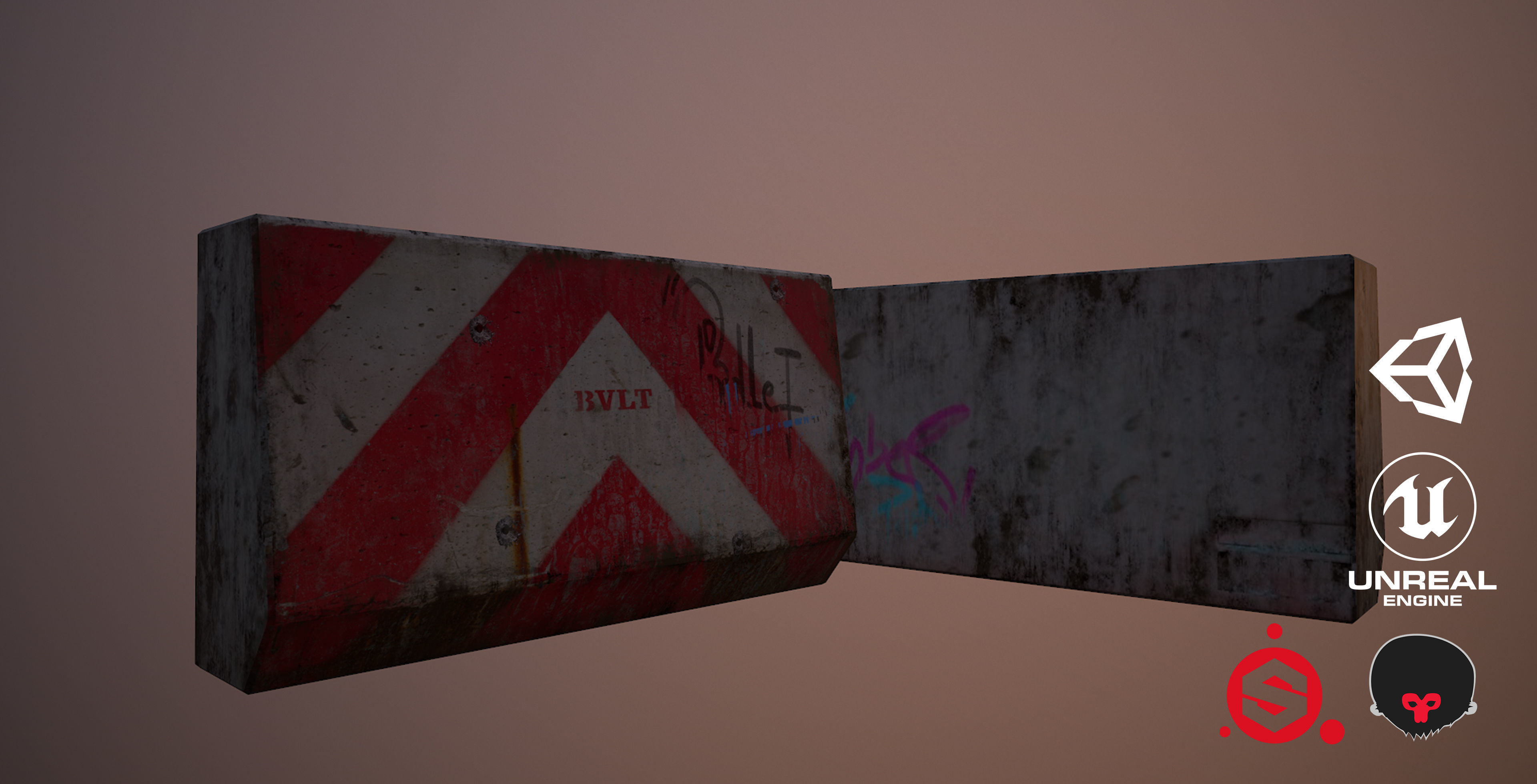 Street Barricade Low-poly 3D model_3