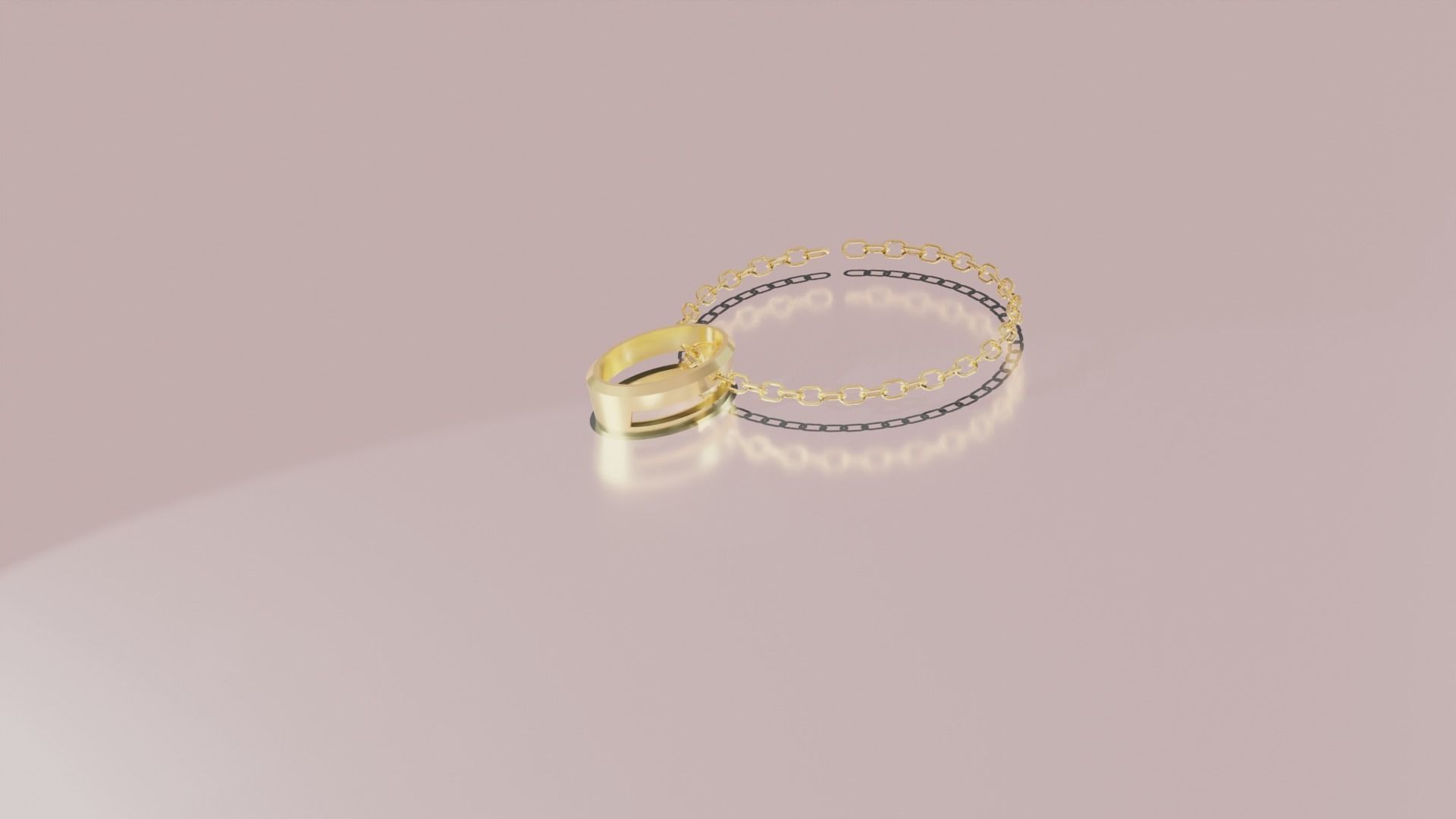 Stone-Setting Oval Pendant Gold 3D print model_1