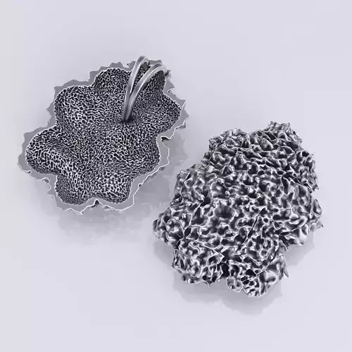 Pendant silver leaf shaped ring