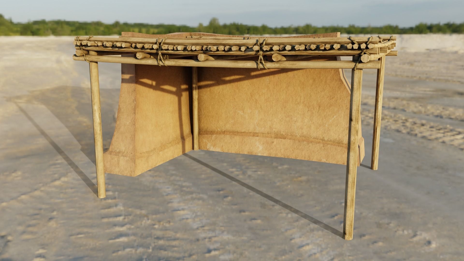 Basic Shelter Low-poly 3D model_2