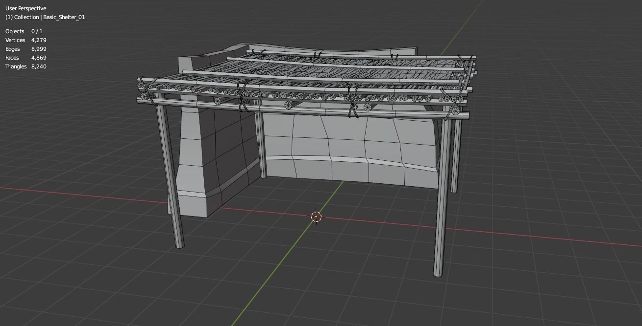 Basic Shelter Low-poly 3D model_11