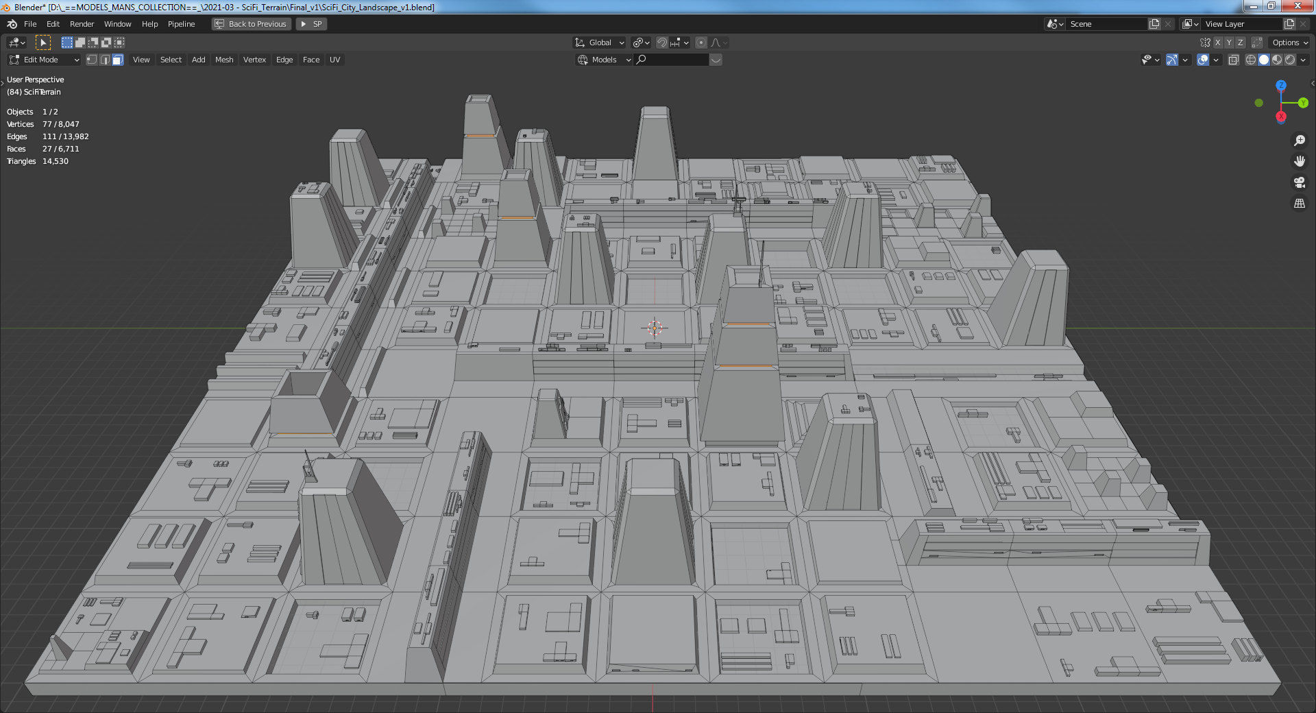 Sci-Fi City Landscape UE4 Low-poly 3D model_16