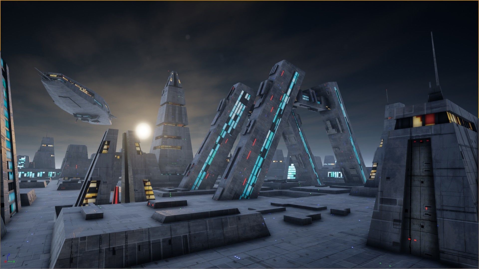 Sci-Fi City Landscape UE4 Low-poly 3D model_7