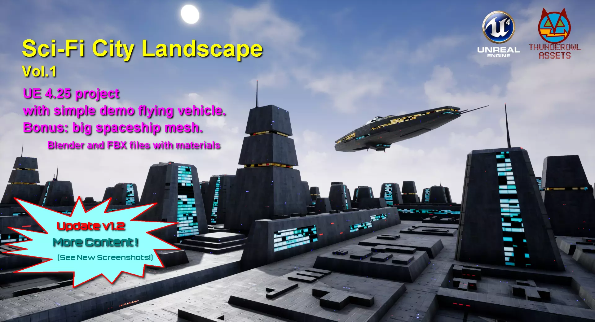 Sci-Fi City Landscape UE4 Low-poly 3D model_0
