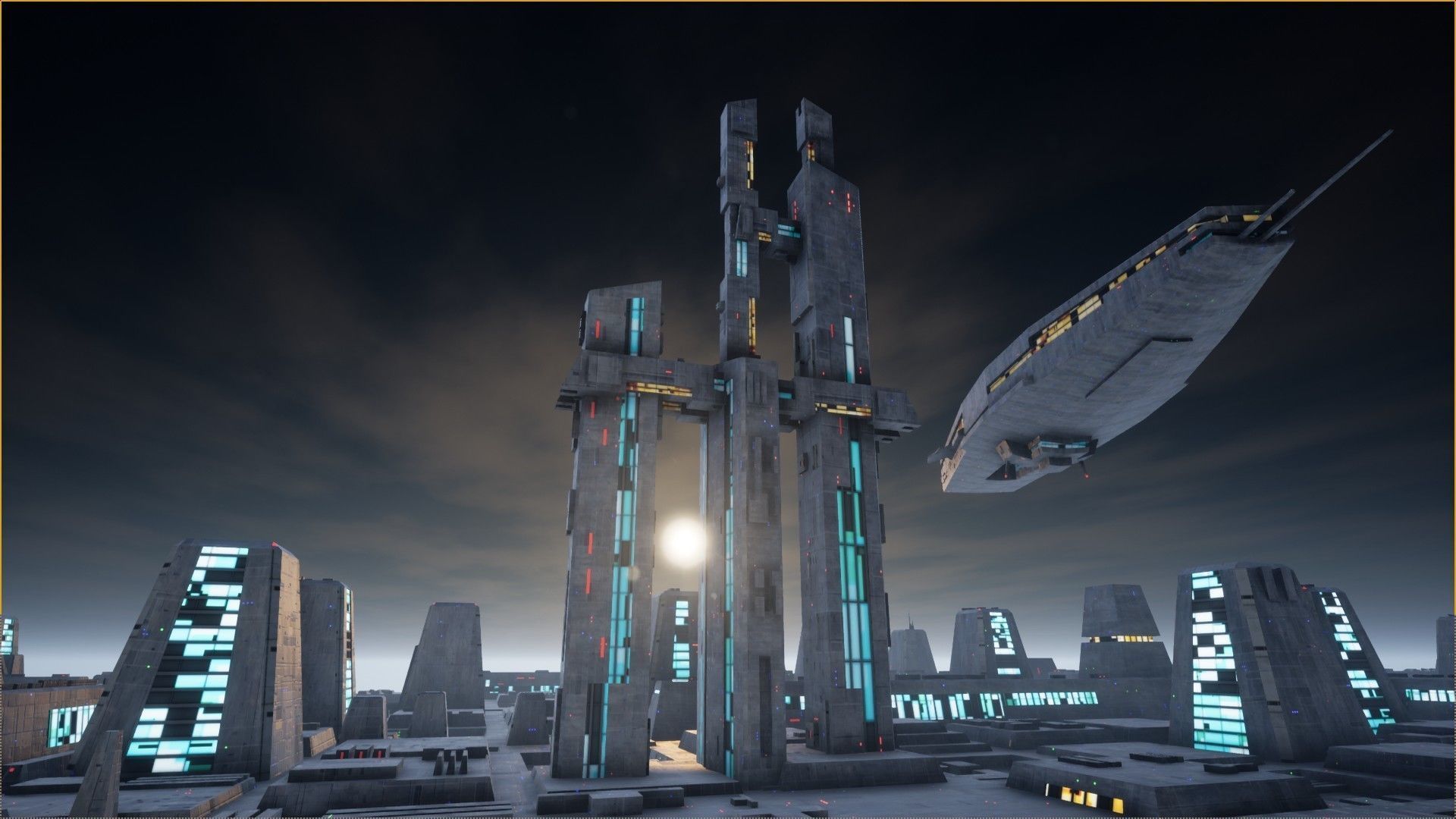 Sci-Fi City Landscape UE4 Low-poly 3D model_4