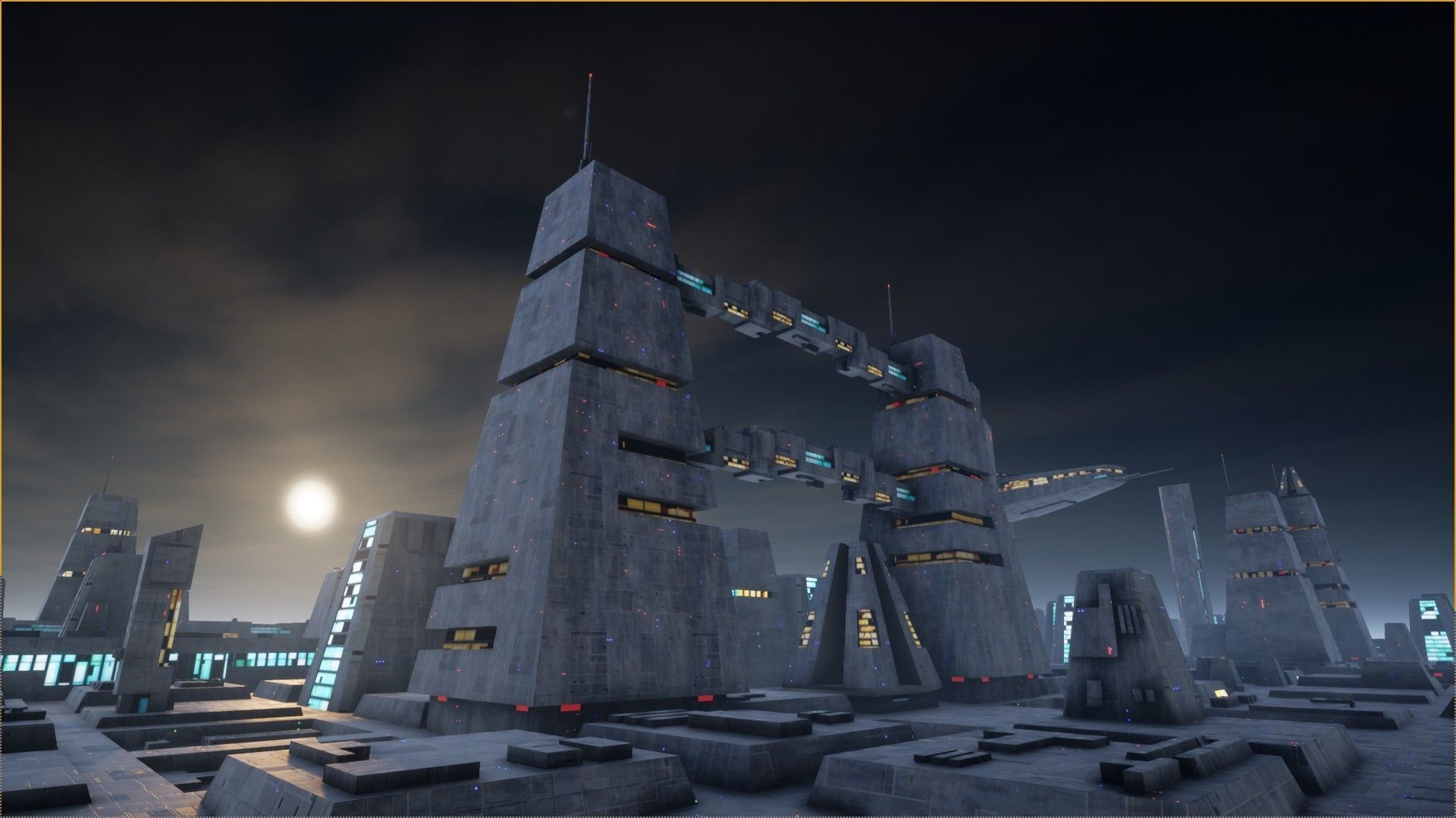 Sci-Fi City Landscape UE4 Low-poly 3D model_5