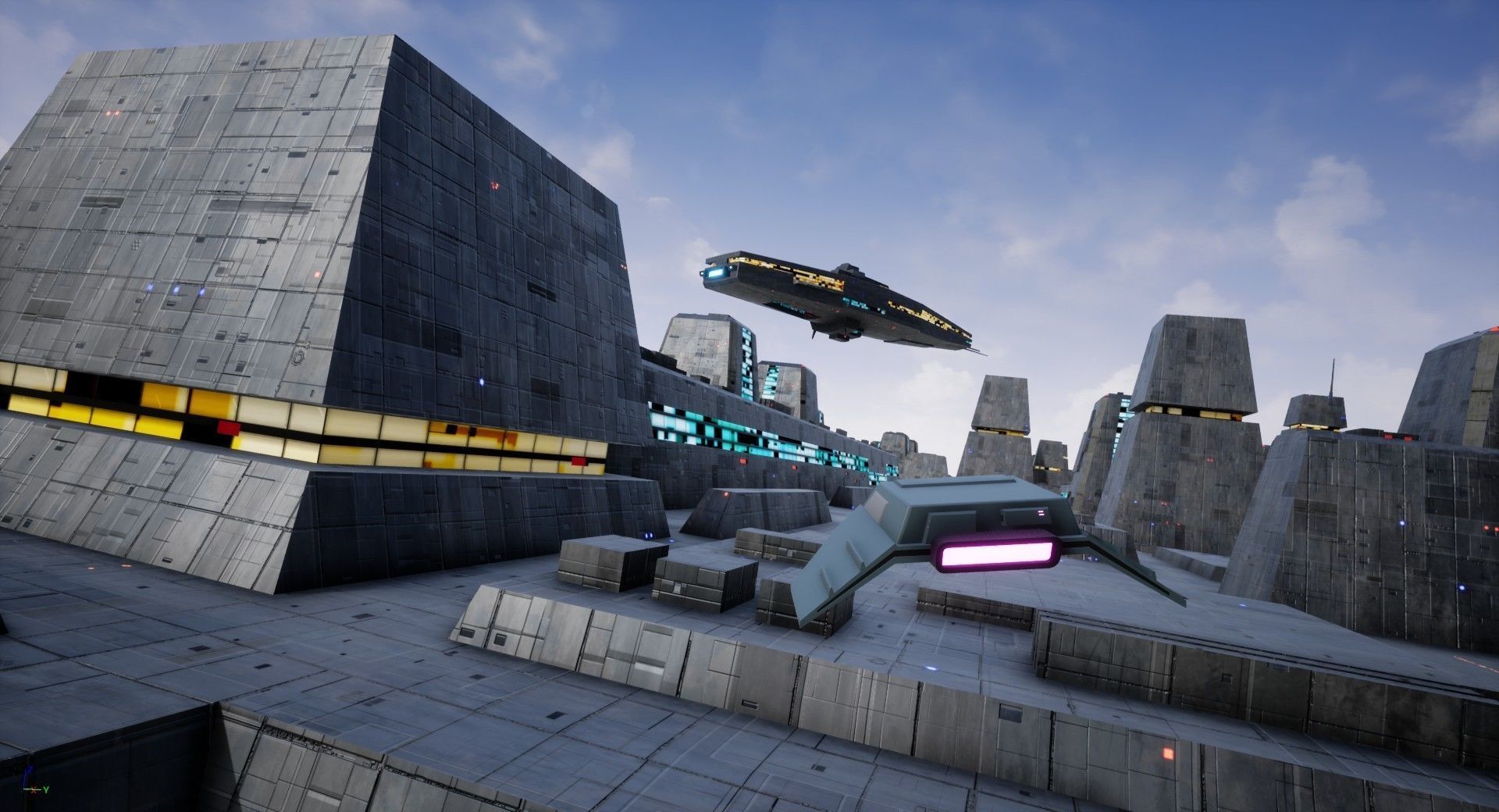 Sci-Fi City Landscape UE4 Low-poly 3D model_10